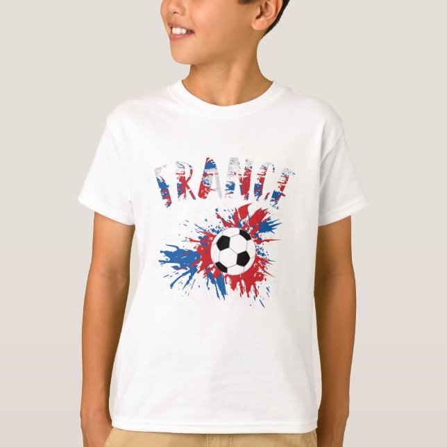 France Soccer Ball Grunge Flag T-Shirt (Front)
