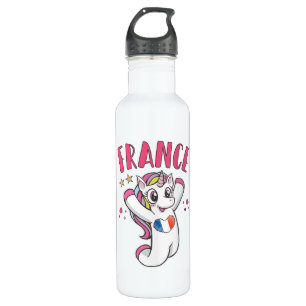 France Soccer Fan Unicorn with heart flag 710 Ml Water Bottle