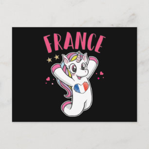 France Soccer Fan Unicorn with heart flag Postcard