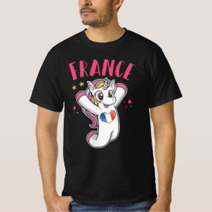 France Soccer Fan Unicorn with heart flag T-Shirt