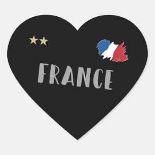 France Soccer Football Fan Shirt French Flag Heart Sticker