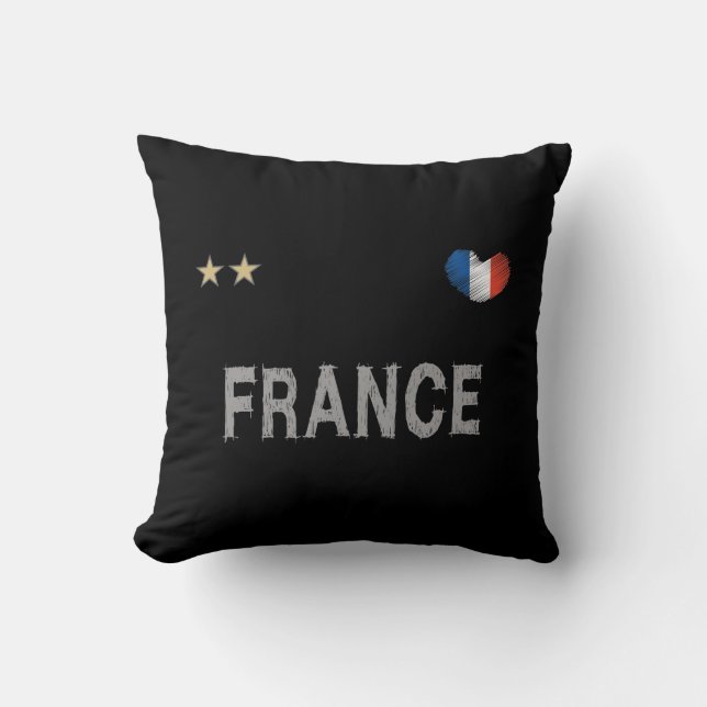 France Soccer Football Fan Shirt Heart Cushion (Front)