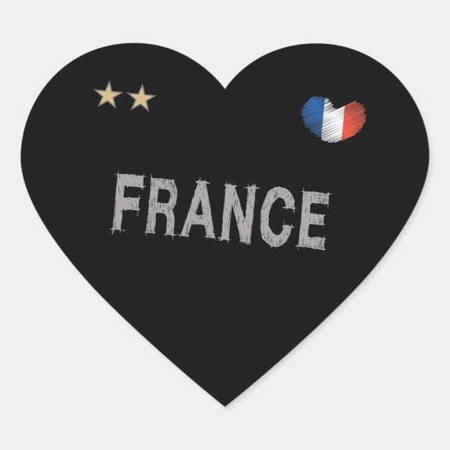 France Soccer Football Fan Shirt Heart Sticker (Front)