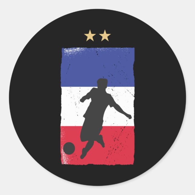 France Soccer Jersey Football Fan French Flag Classic Round Sticker (Front)
