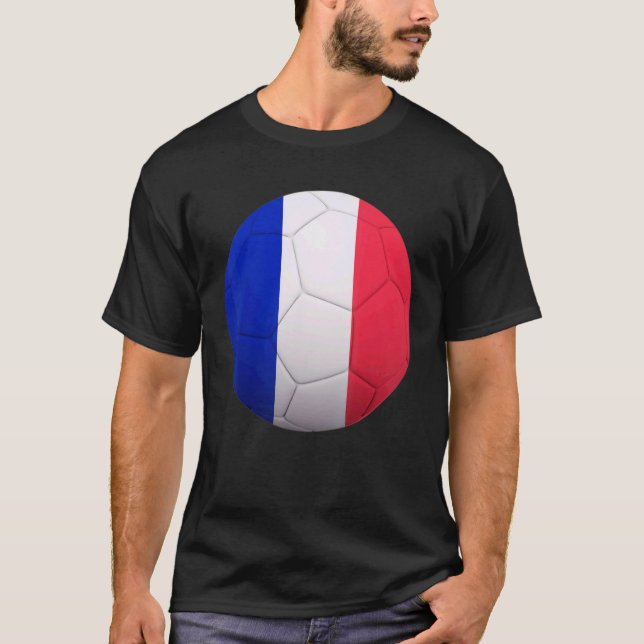 France Soccer National  Ball France Flag Football T-Shirt (Front)