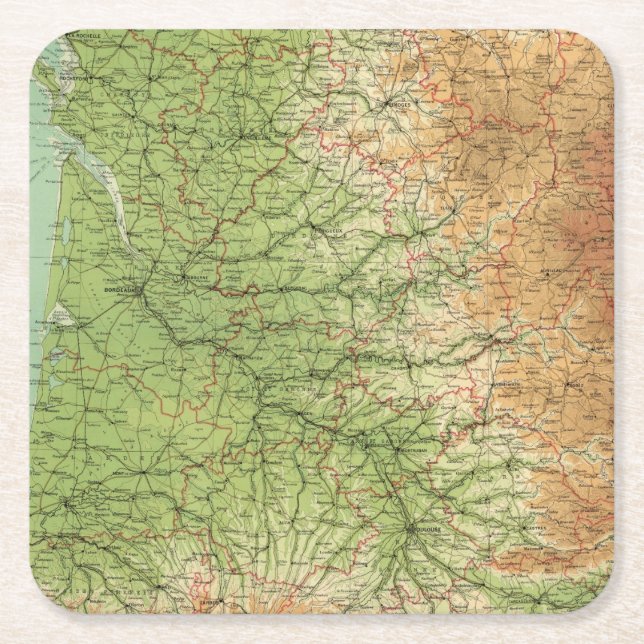 France southwestern section Bordeaux Square Paper Coaster (Front)