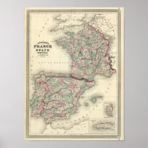 France, Spain, and Portugal Poster
