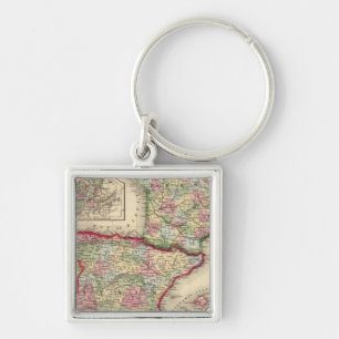 France, Spain, Portugal Map by Mitchell Key Ring