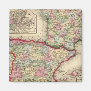 France, Spain, Portugal Map by Mitchell Magnet