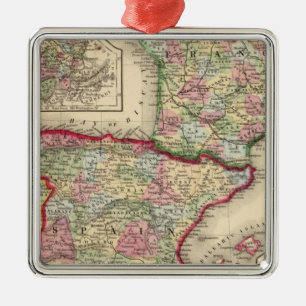 France, Spain, Portugal Map by Mitchell Metal Tree Decoration