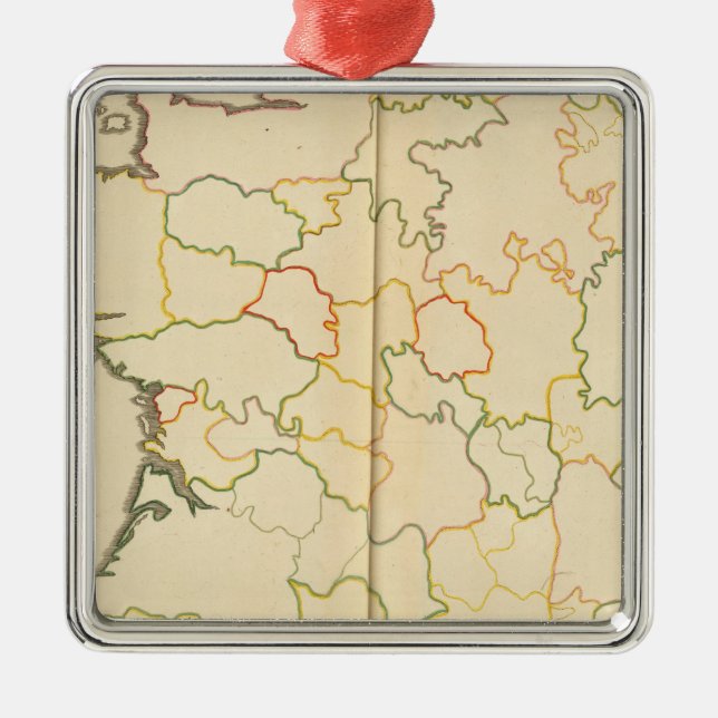 France Subdivisions Outline Metal Tree Decoration (Front)