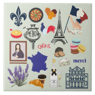France Symbols Ceramic Tile