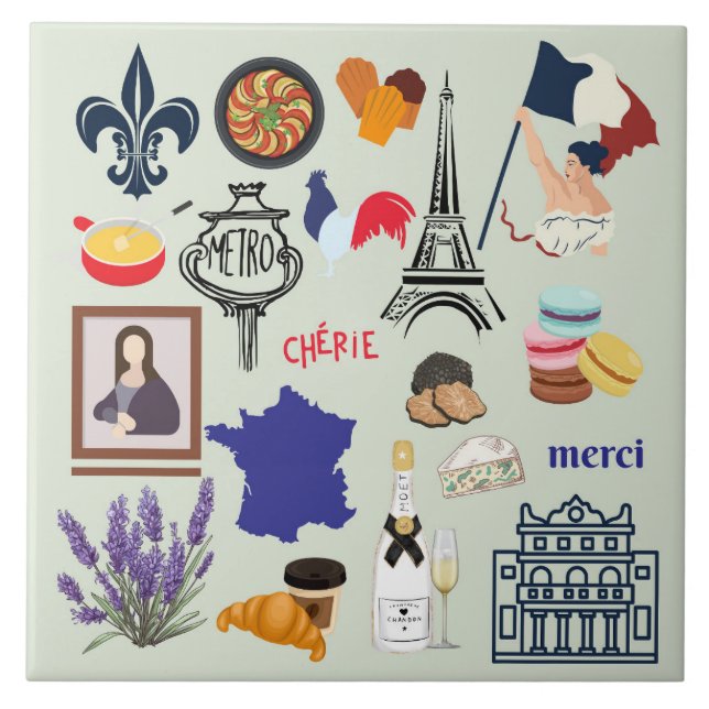 France Symbols Ceramic Tile (Front)