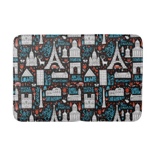 France   Symbols Pattern Bath Mat