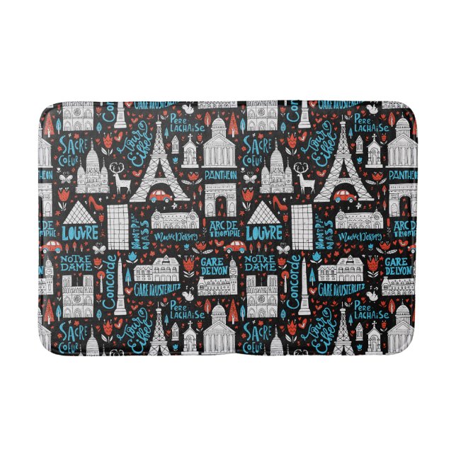 France | Symbols Pattern Bath Mat (Front)