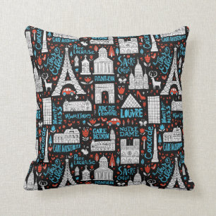 France Symbols Pattern Cushion