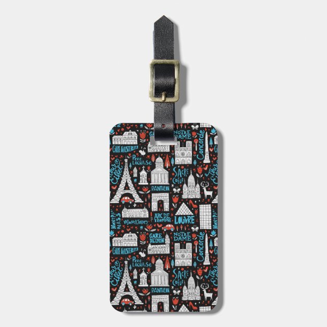 France | Symbols Pattern Luggage Tag (Front Vertical)