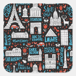 France   Symbols Pattern Square Sticker