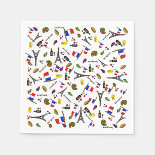 France Themed Pattern Paper Napkins