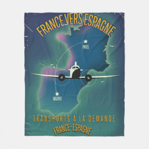 France To Spain vacation poster Fleece Blanket
