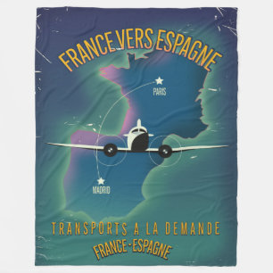 France To Spain vacation poster Fleece Blanket