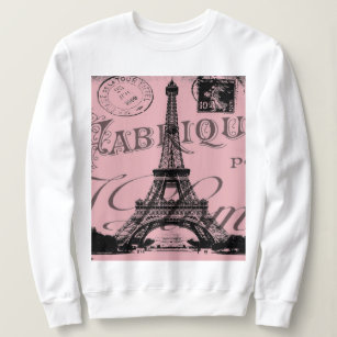 france travel chic pink vintage paris eiffel tower sweatshirt