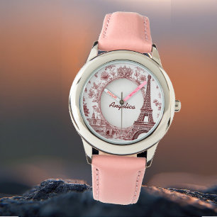 France Travel Eiffel Tower Pastel Pink Paris Dream Watch
