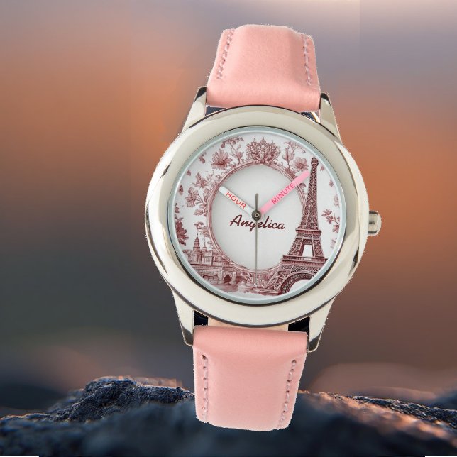 France Travel Eiffel Tower Pastel Pink Paris Dream Watch (France Travel Eiffel Tower Pastel Pink Paris Dream Watch)