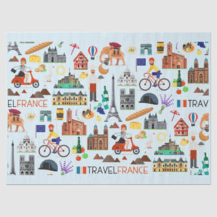 France Travel Icons Design Tissue Paper