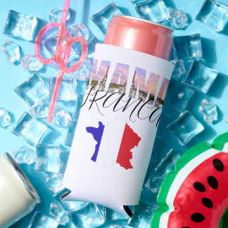 France Travel Mug | French Flag Coffee Tumbler Seltzer Can Cooler