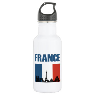 France Travel - Paris City Skyline French Flag 532 Ml Water Bottle