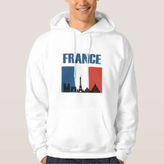 France Travel - Paris City Skyline French Flag Hoodie