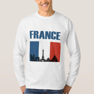 France Travel - Paris City Skyline French Flag T-Shirt