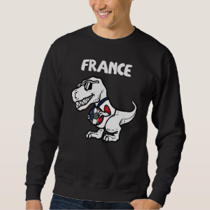 France Trex Dino French Flag Soccer Fan Boys Kids Sweatshirt