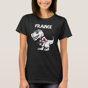 France Trex Dino French Flag Soccer Fan Boys Kids T-Shirt