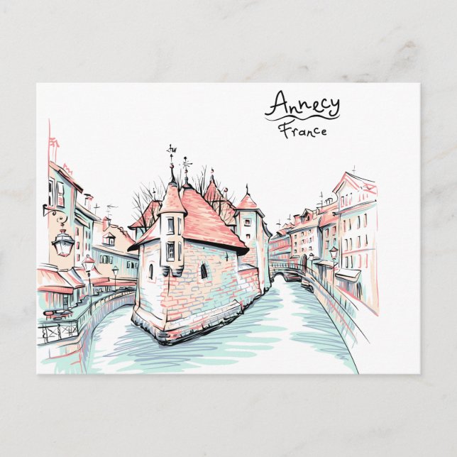 France Village Sketch Postcard (Front)