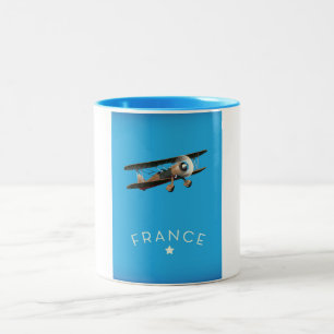 France vintage flight poster Two-Tone coffee mug