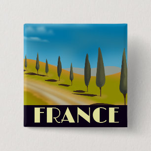 France vintage style travel poster 15 cm square badge