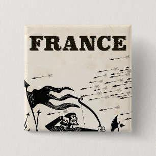 France vintage travel poster. classic mediaeval ca 15 cm square badge