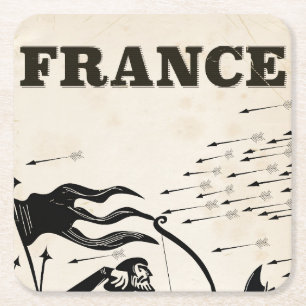 France vintage travel poster. classic mediaeval ca square paper coaster