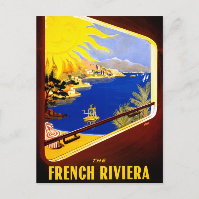 France Vintage Travel Poster Restored Postcard (Front)