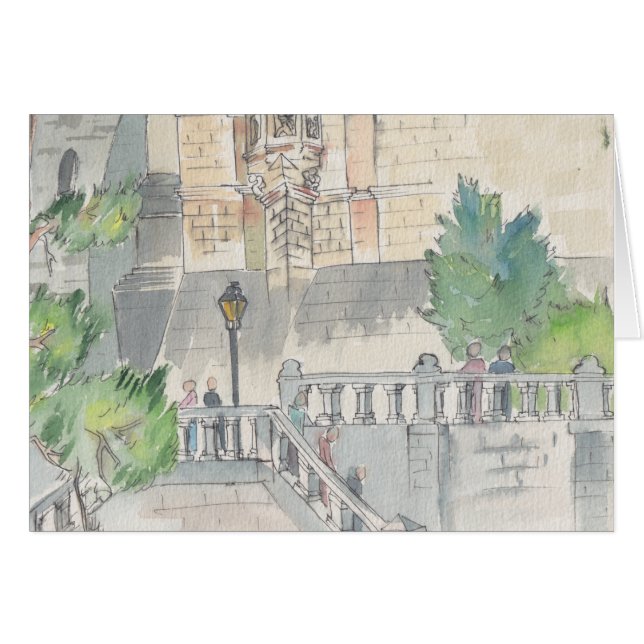 "France" Watercolor Sketch Greeting Card (Front Horizontal)