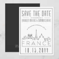 France Wedding | Stylised Skyline Save the Date 