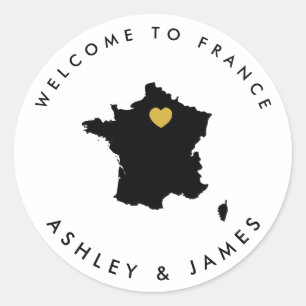 France Wedding Welcome Sticker for Box, Bag