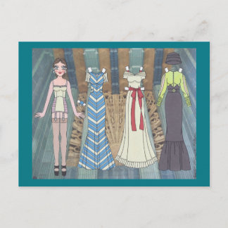 Frances, Art Deco Lady of 1937 Paper Doll Postcard