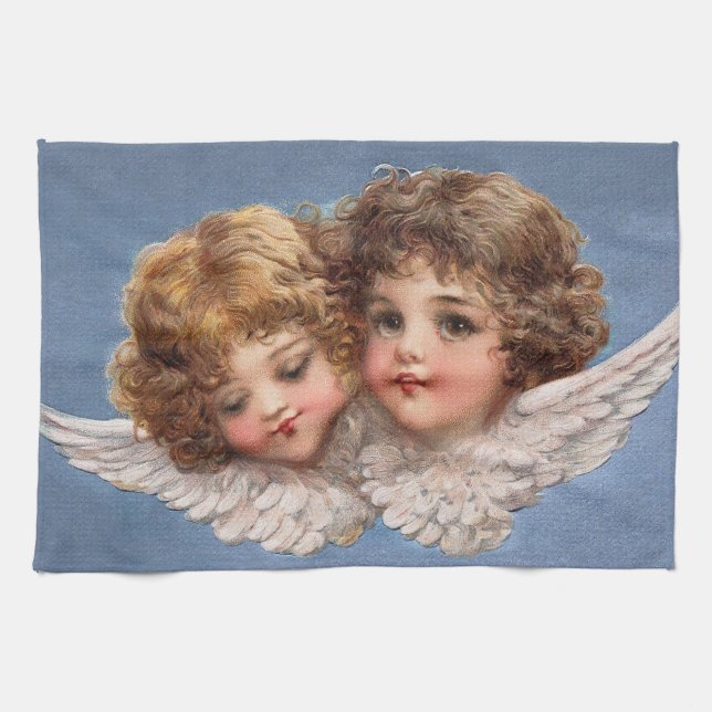 Frances Brundage: Angel Couple 1 Tea Towel (Horizontal)