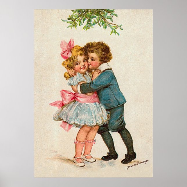 Frances Brundage - Children under Mistletoe Poster (Front)