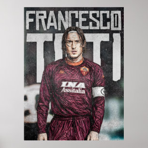 Francesco Totti AS Roma 2000s Retro Style Sketch Poster