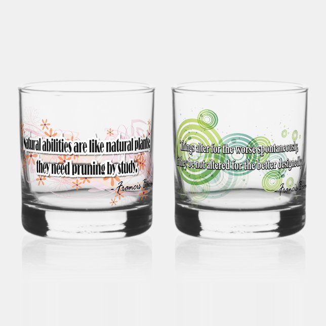 Francis Bacon quotes Whiskey Glass (Front)