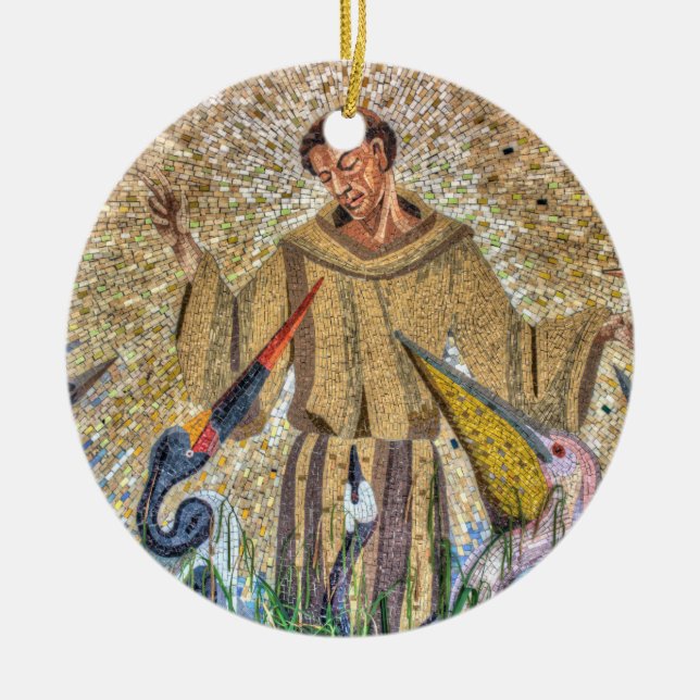 Francis Of Assisi Mosaic Ceramic Tree Decoration (Front)